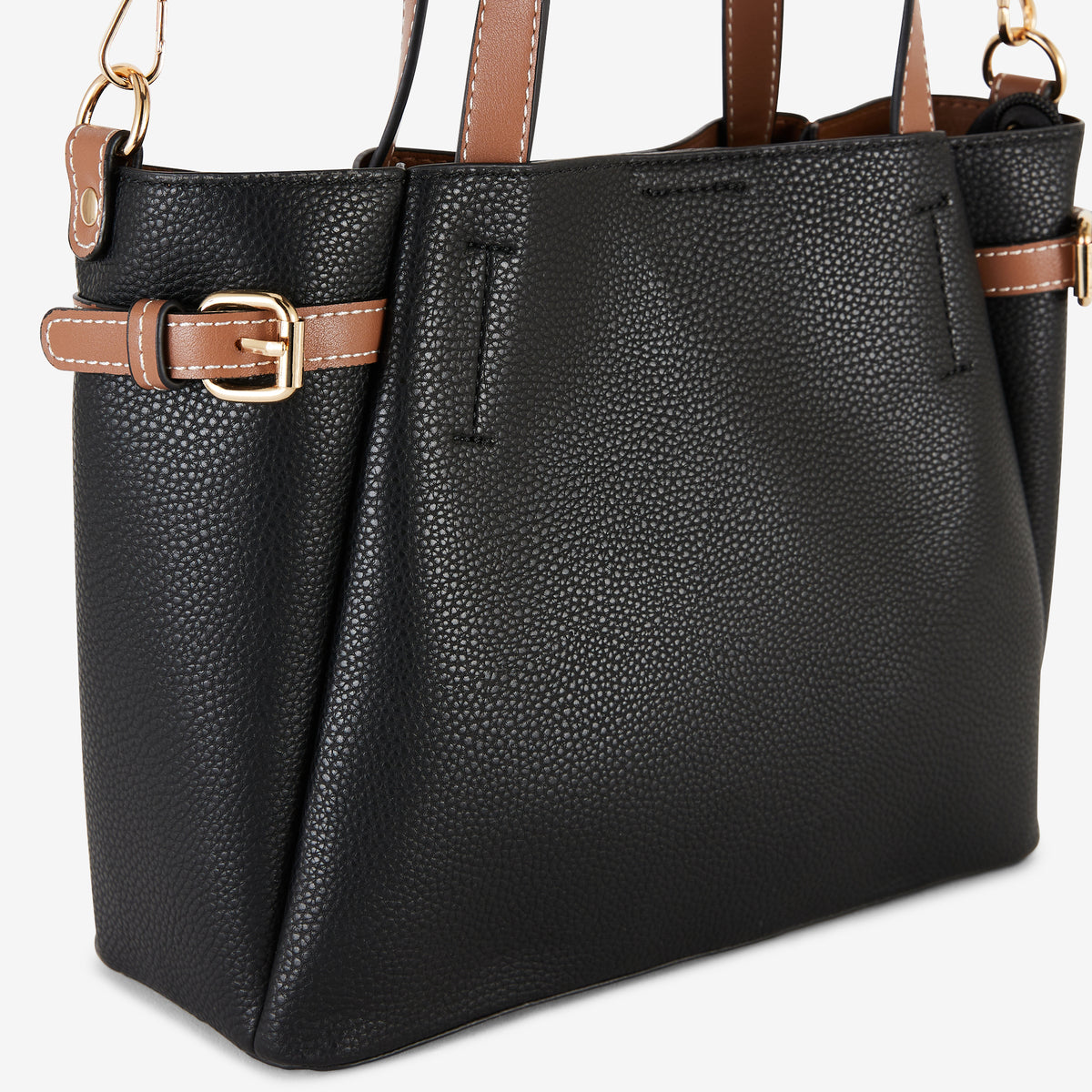 Sac à main noir et marron effet grainé