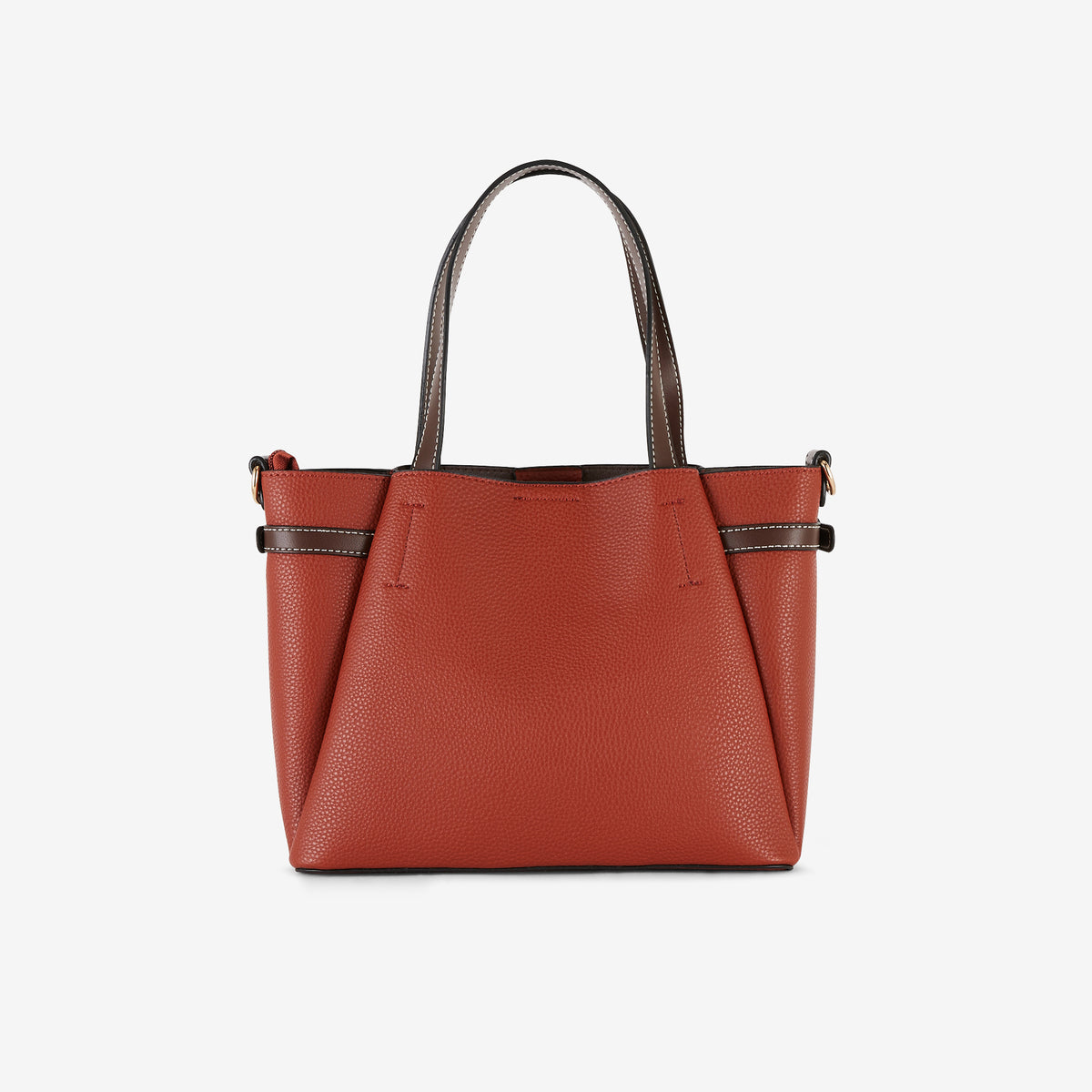 Sac à main brique et marron effet grainé