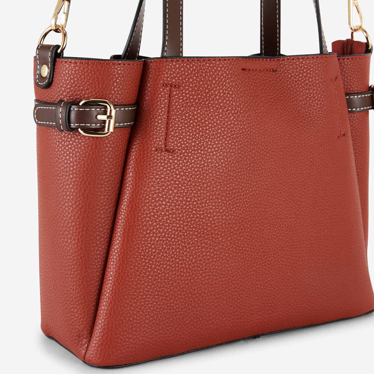 Sac à main effet grainé coloris brique