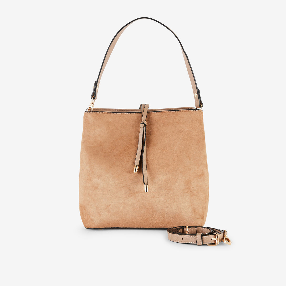 Sac seau beige en suédine
