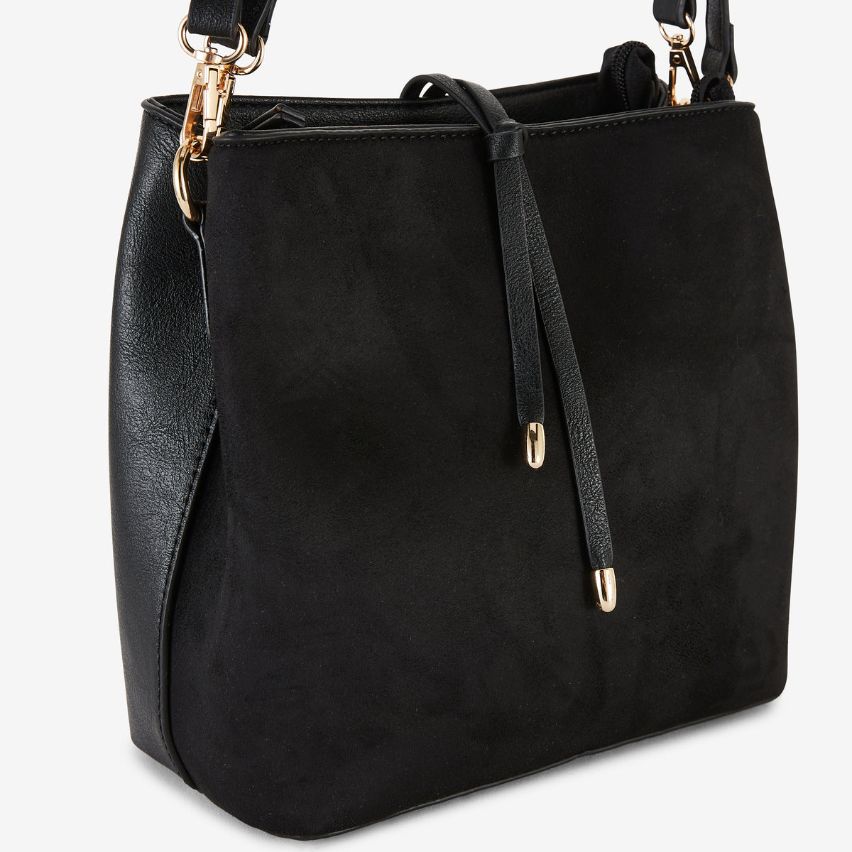 Sac seau noir en suédine