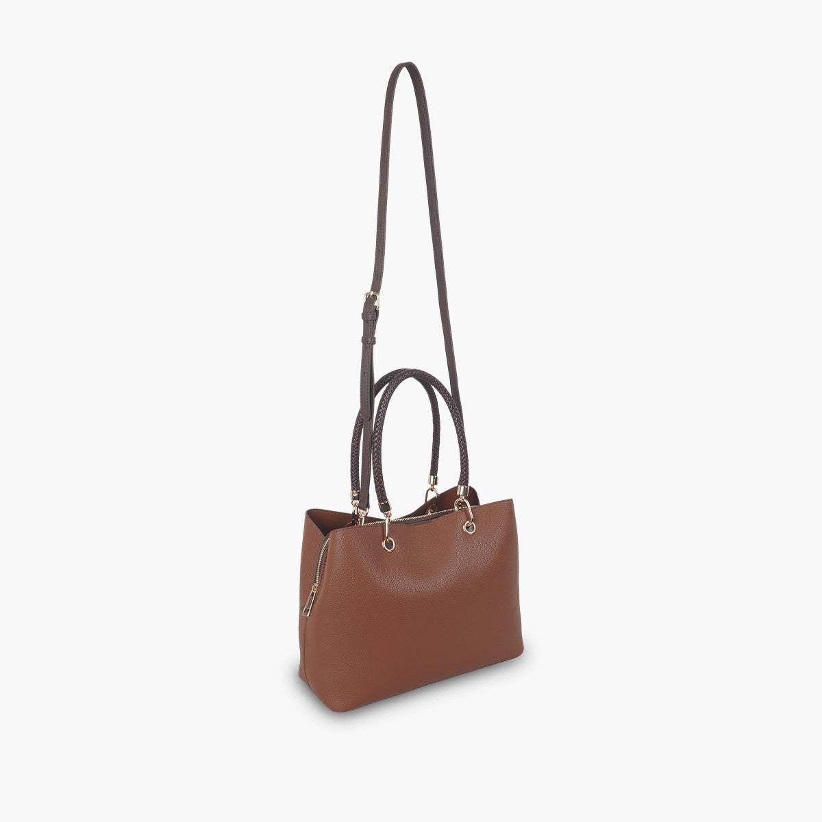 Sac effet grainé camel anses tressées