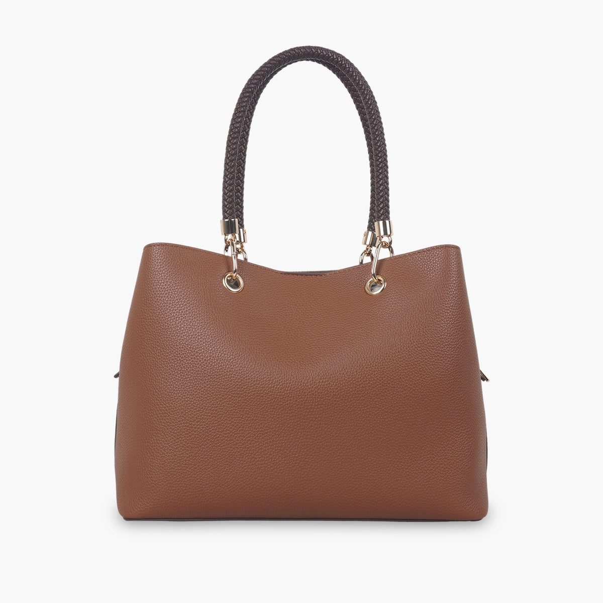 Sac effet grainé camel anses tressées