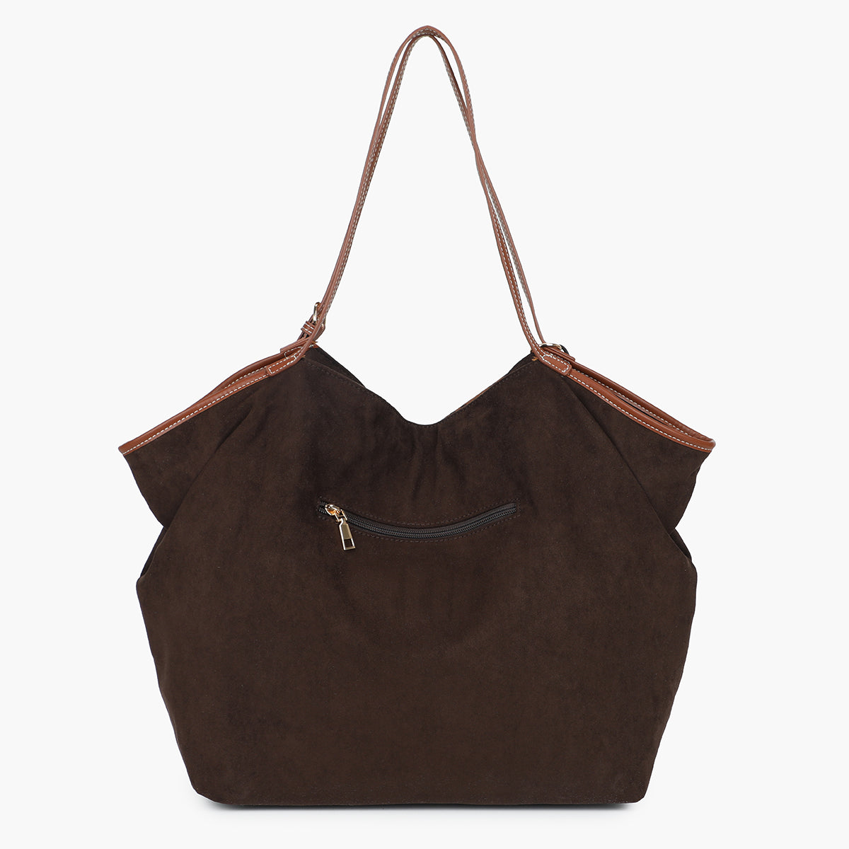 Sac cabas marron souple en suédine