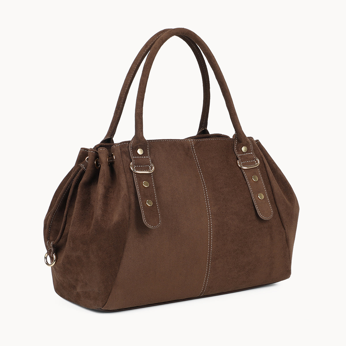 Grand sac bowling marron en suédine