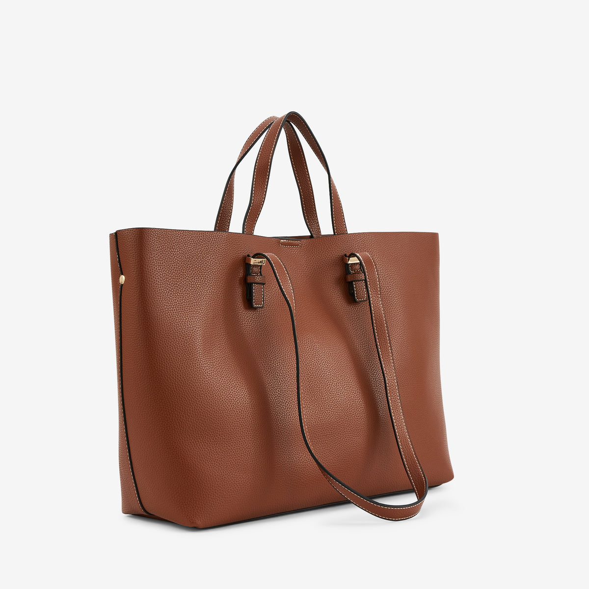 Sac cabas effet cuir grainé camel