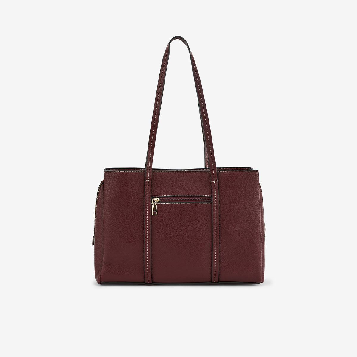 Sac porté épaule effet cuir grainé bordeaux