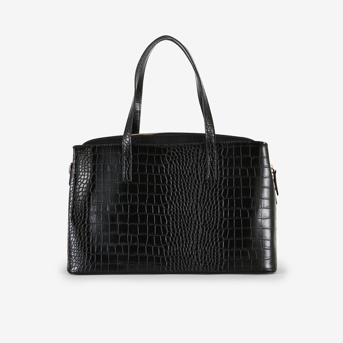 Sac cabas noir effet crocodile