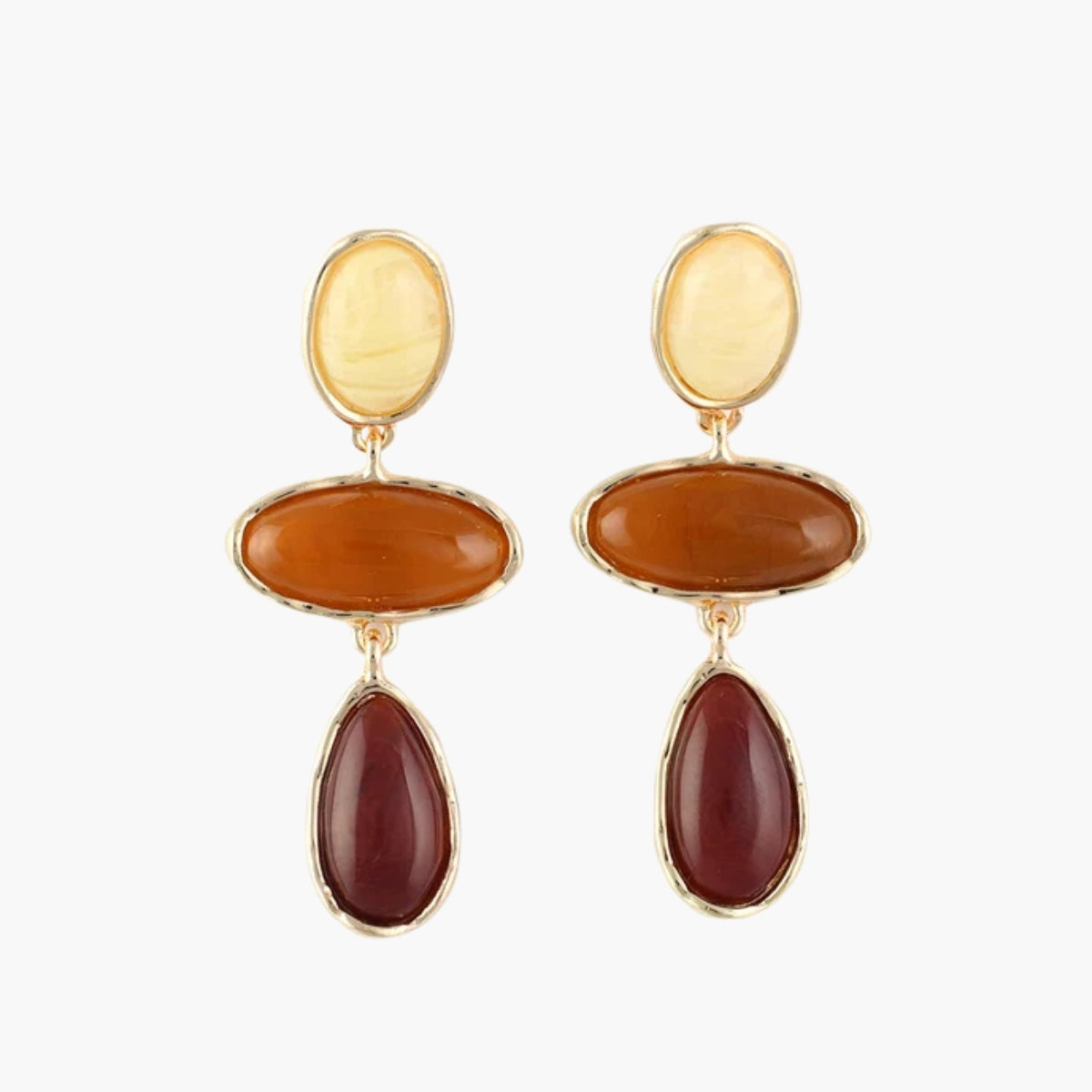 Boucles d'oreilles longues à cabochons marrons