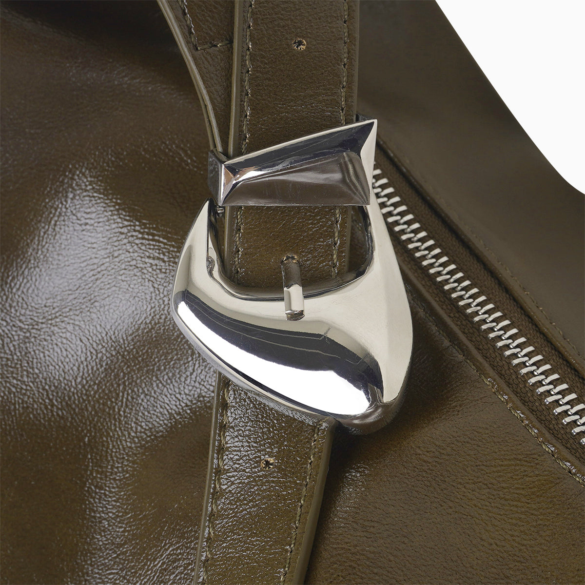 Sac porté épaule effet cuir kaki