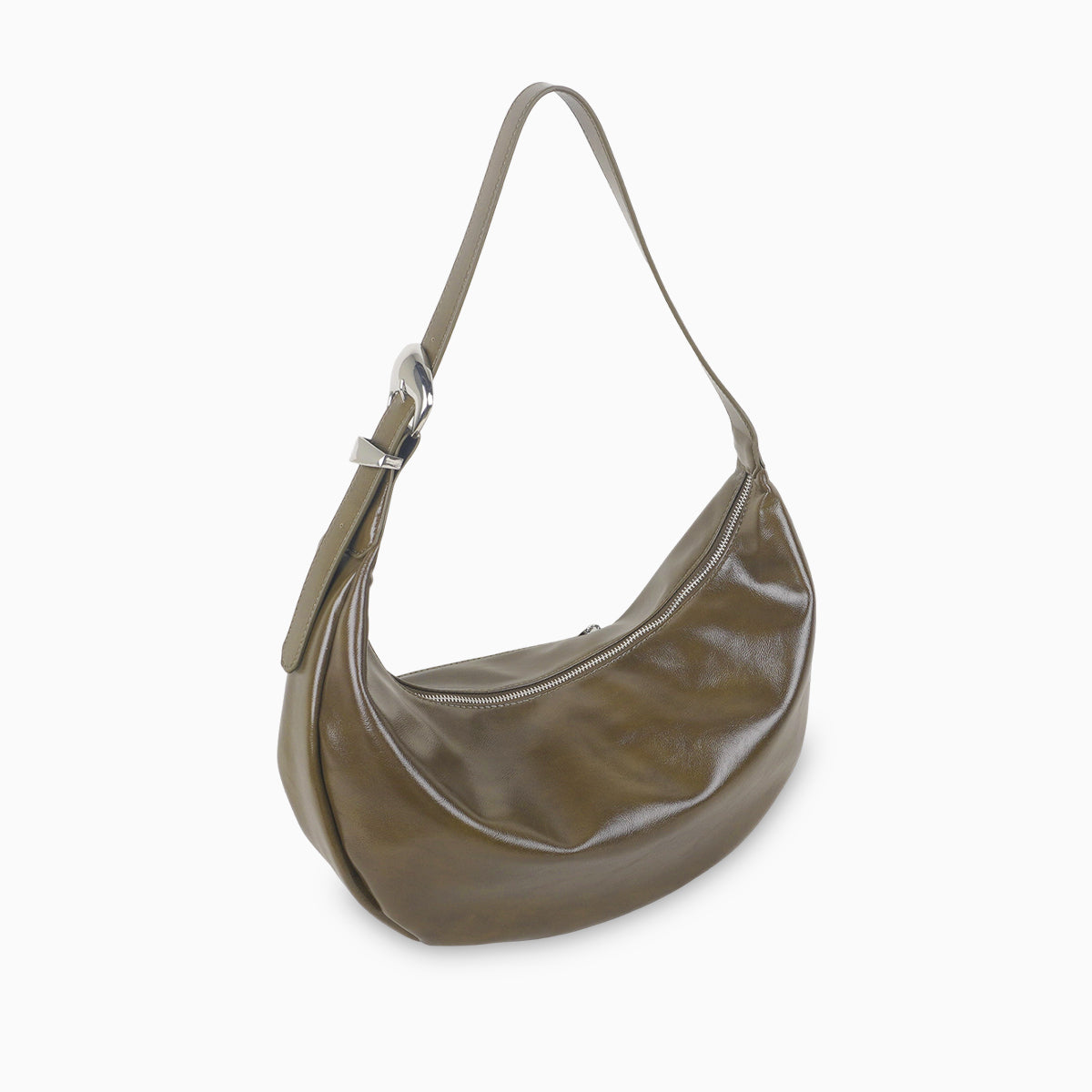 Sac porté épaule effet cuir kaki