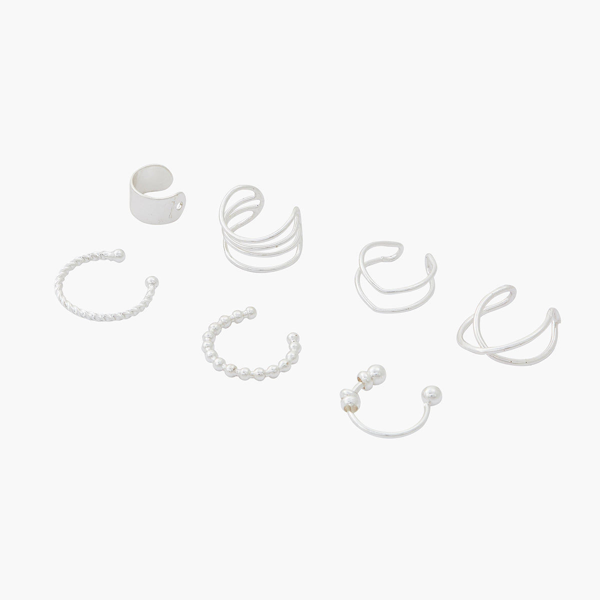 Set de 7 ear cuffs argenté
