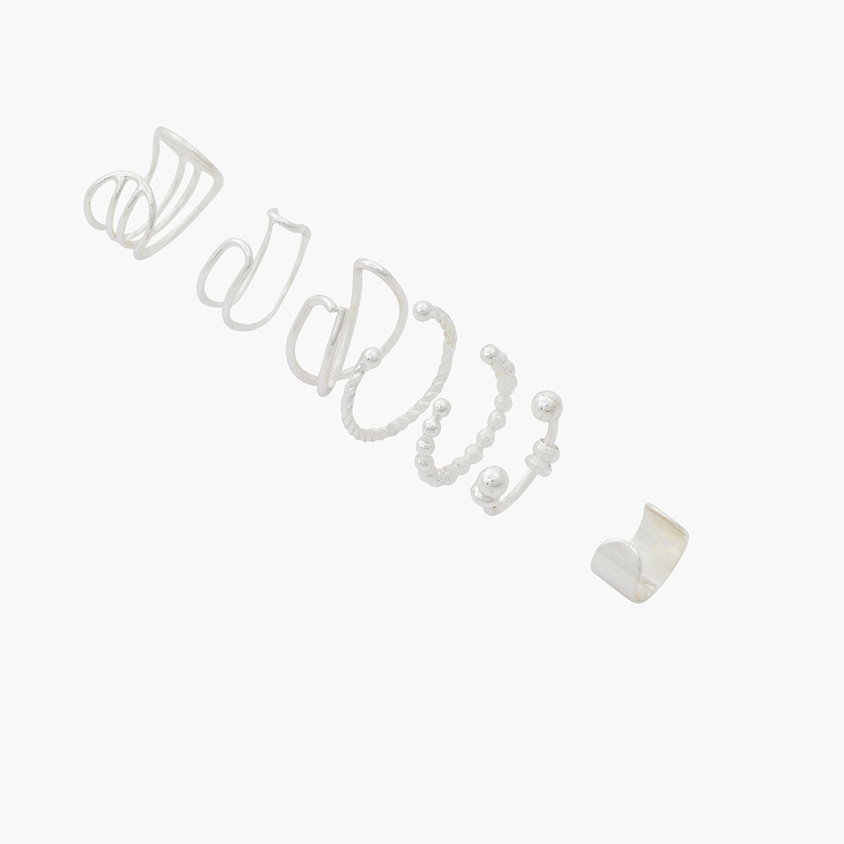 Set de 7 ear cuffs argenté
