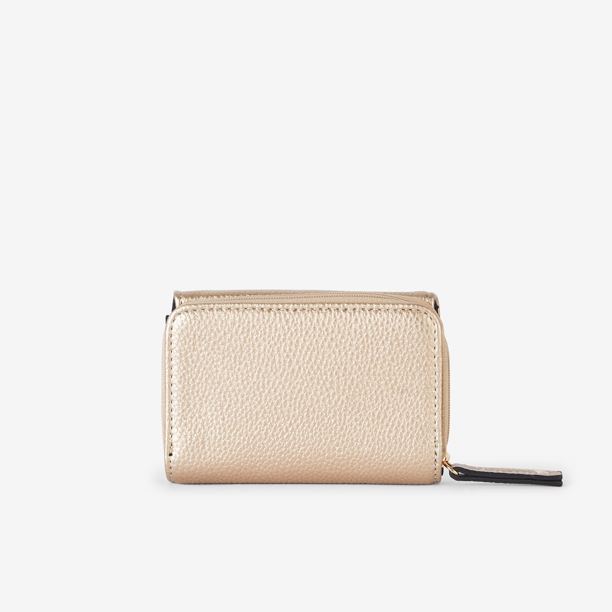 Portefeuille compagnon zippé à rabat doré