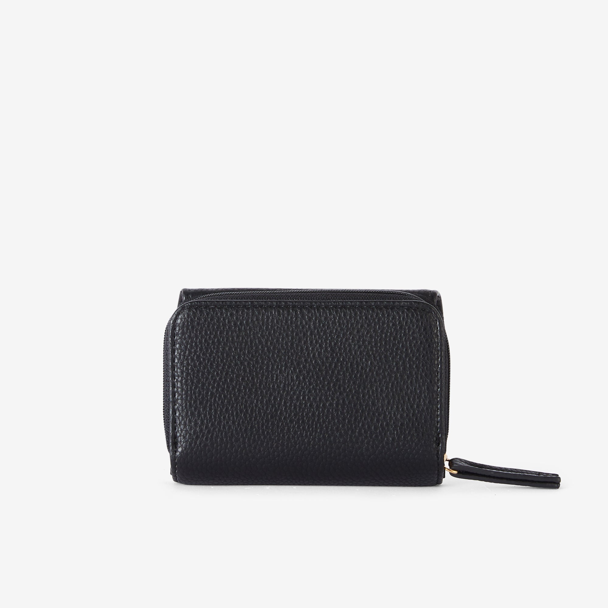 Portefeuille compagnon zippé à rabat noir