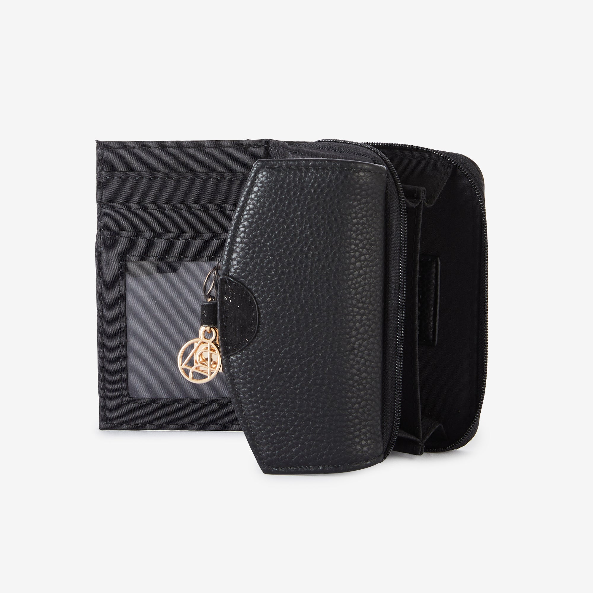 Portefeuille compagnon zippé à rabat noir