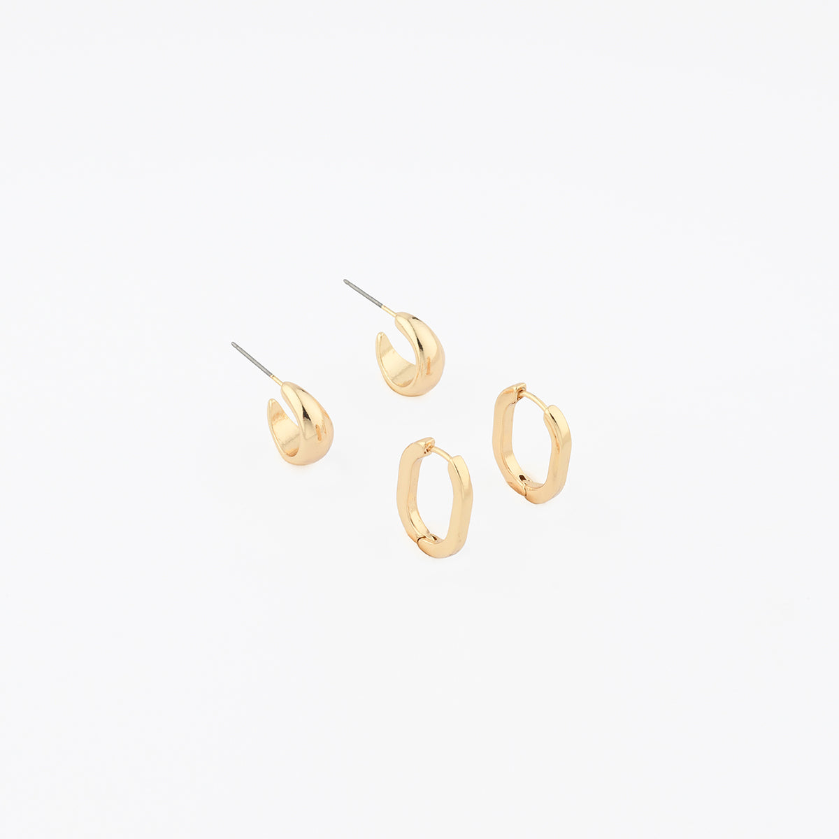 Set x2 paires de petites créoles dorées