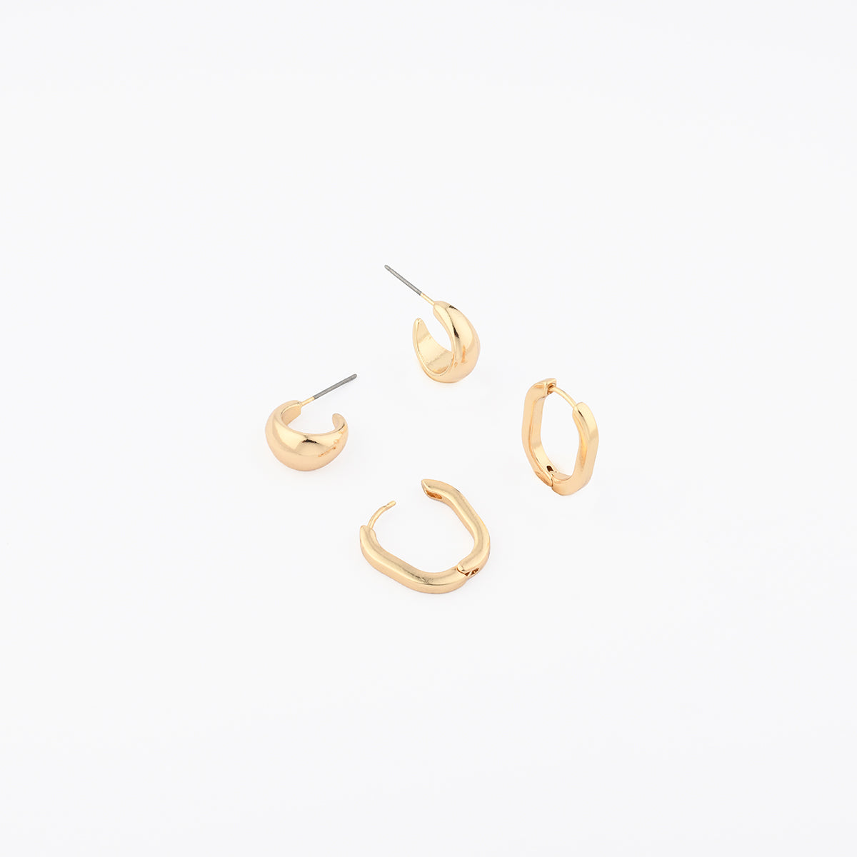 Set x2 paires de petites créoles dorées