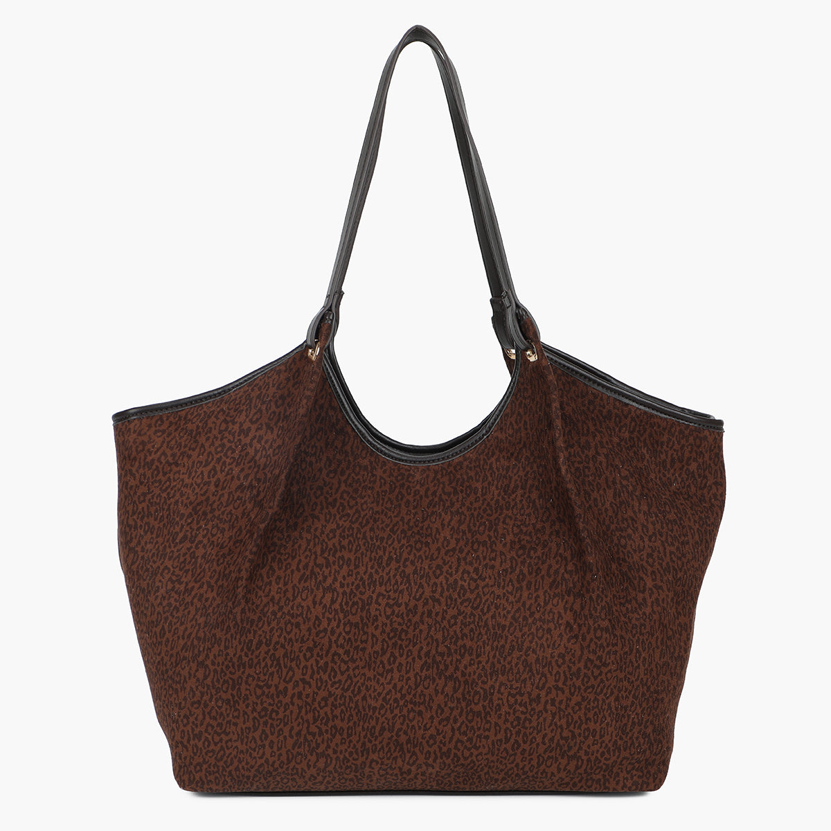 Grand sac cabas en suédine léopard