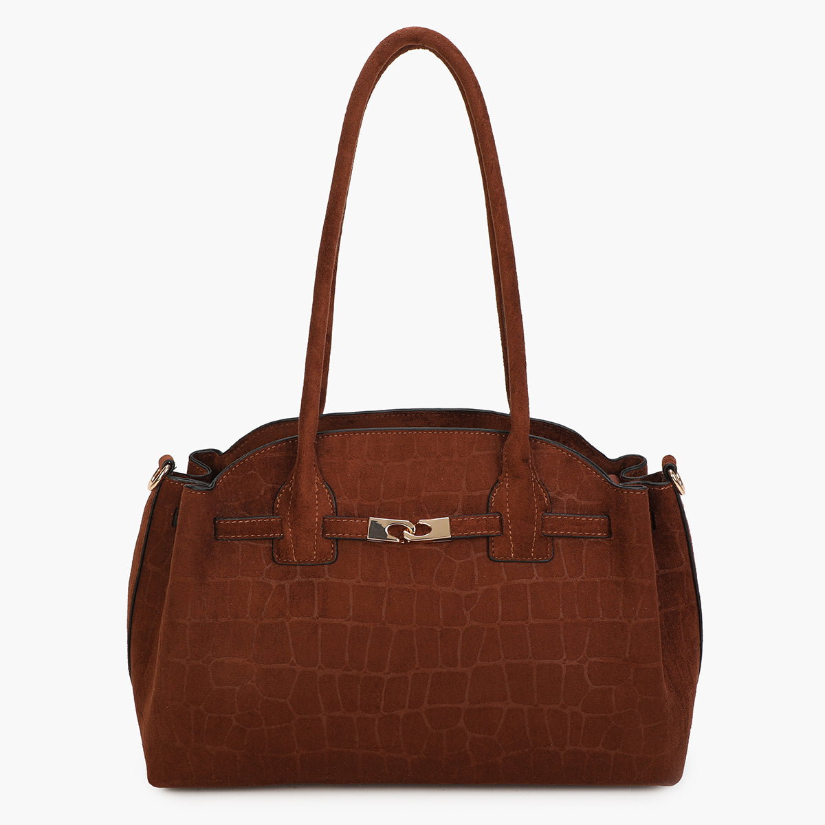 Sac porté épaule texturé marron