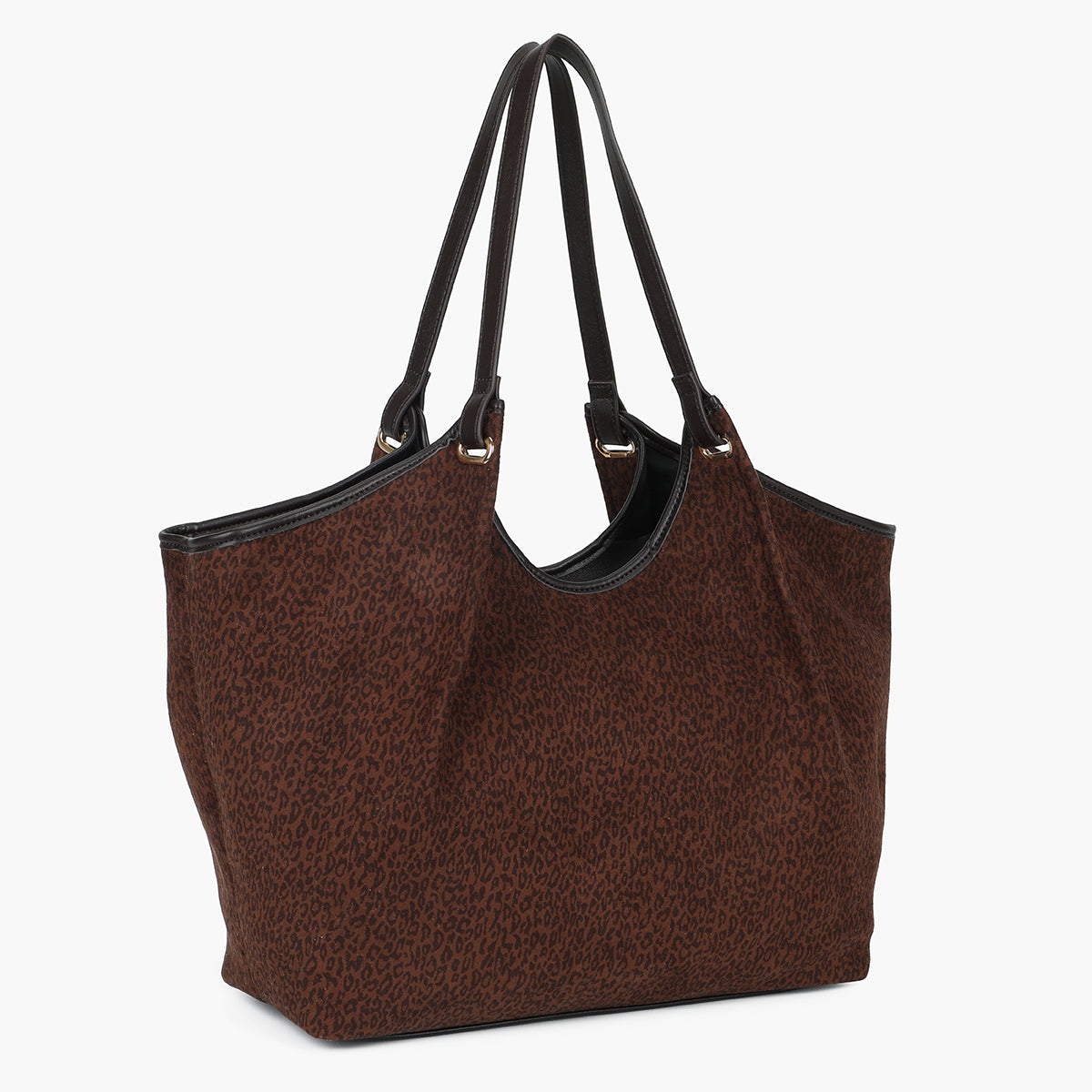 Grand sac cabas en suédine léopard