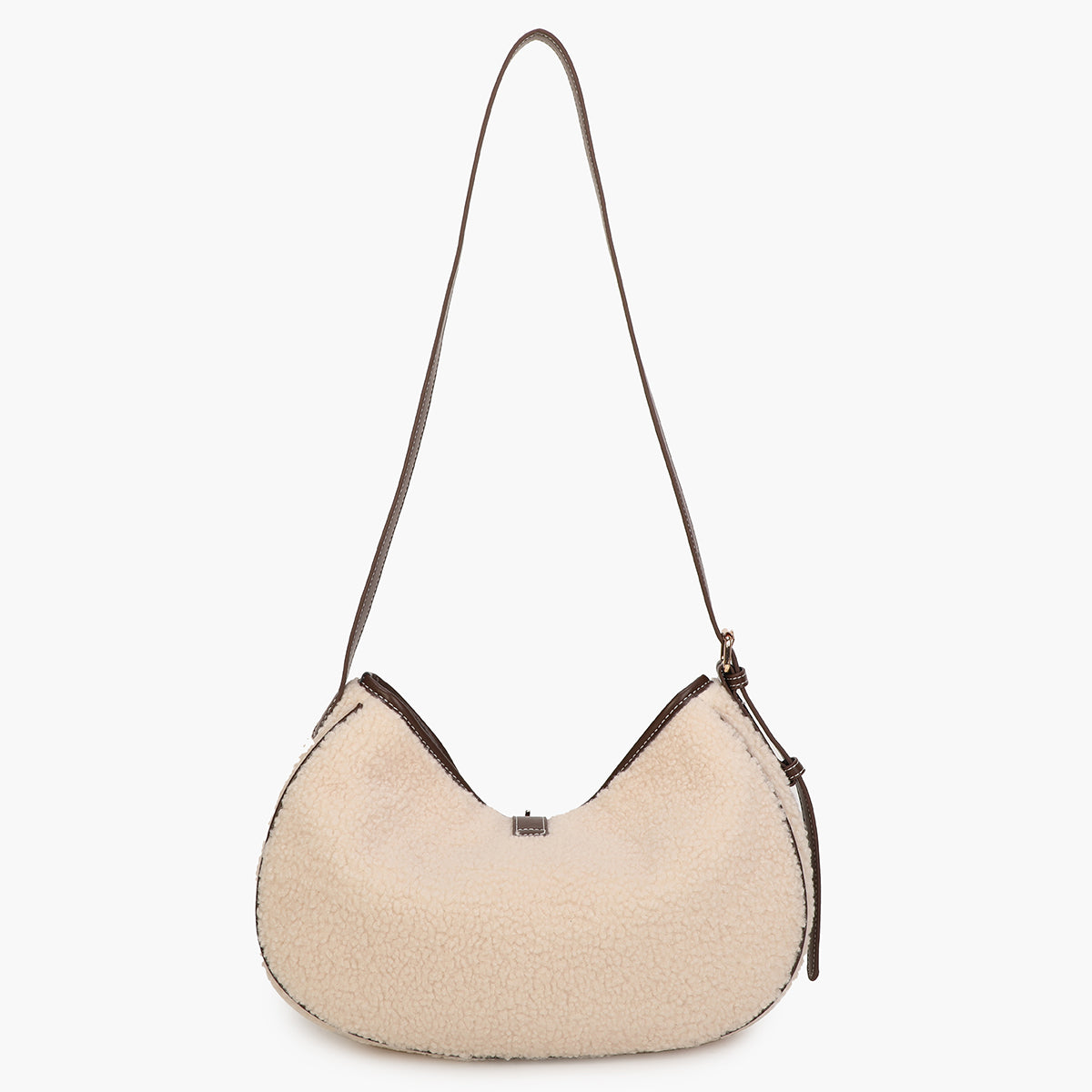 Sac croisé à bouclettes écru