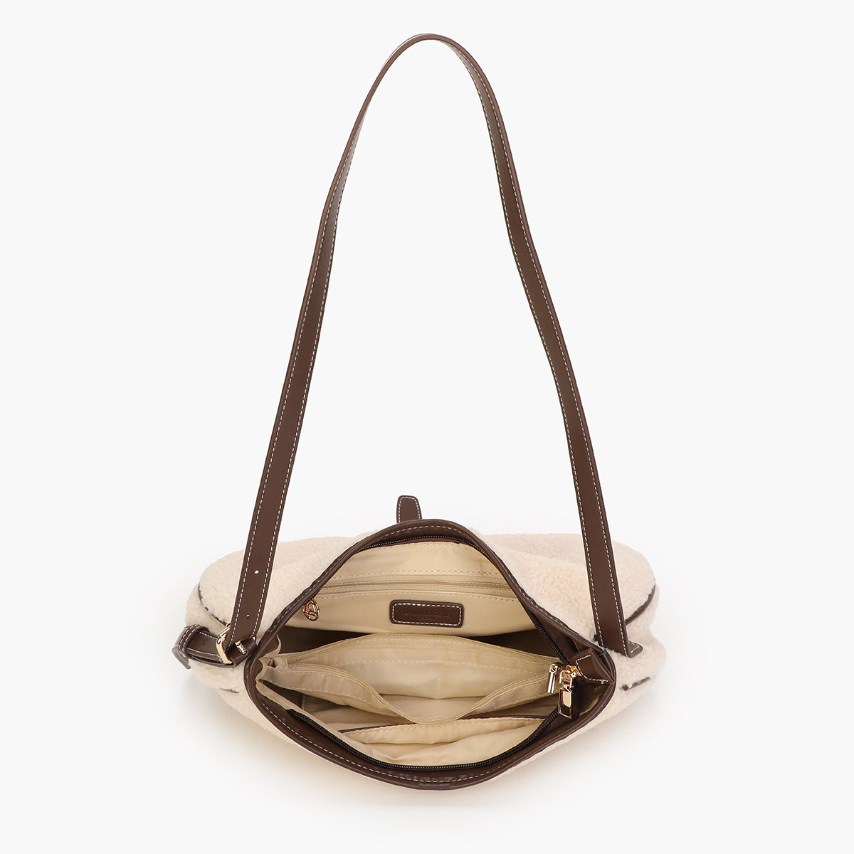 Sac croisé à bouclettes écru