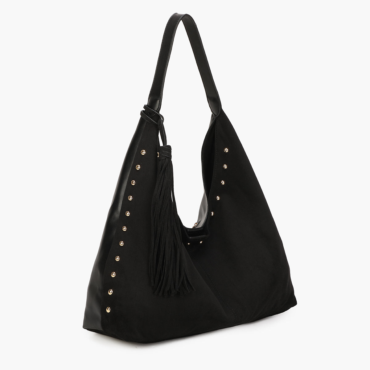 Sac hobo bi-matière noir