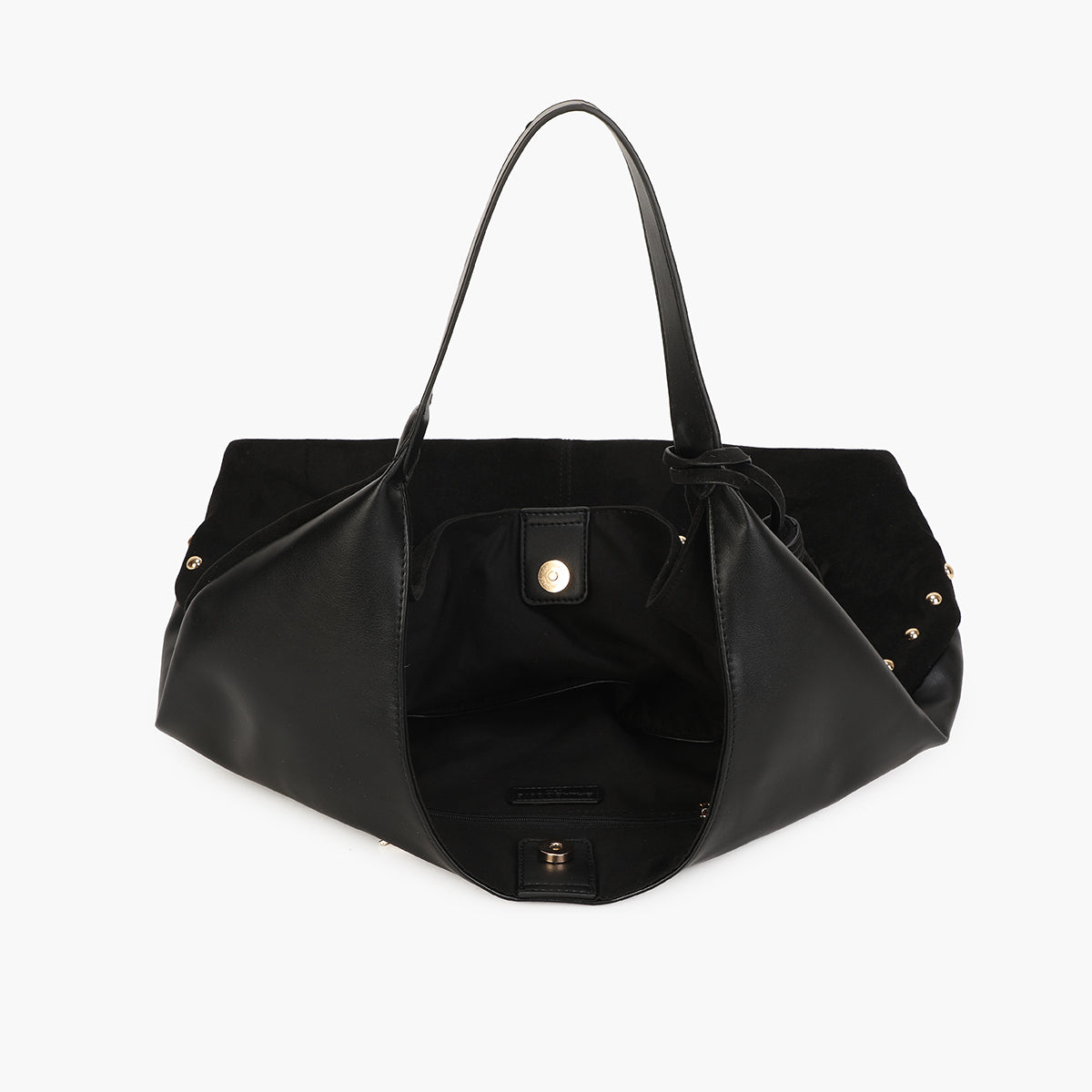 Sac hobo bi-matière noir