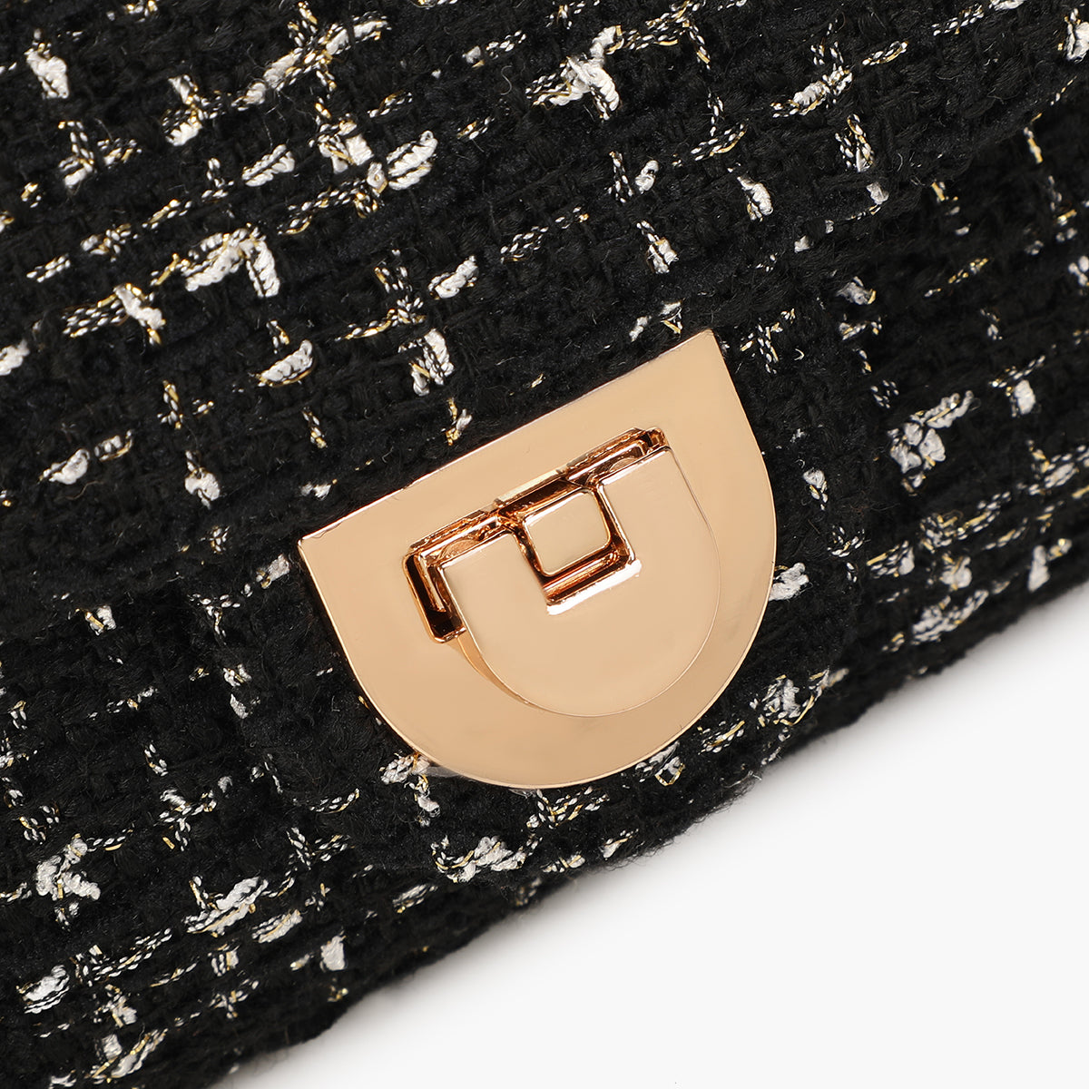 Sac à bandoulière bi-matière en tweed noir