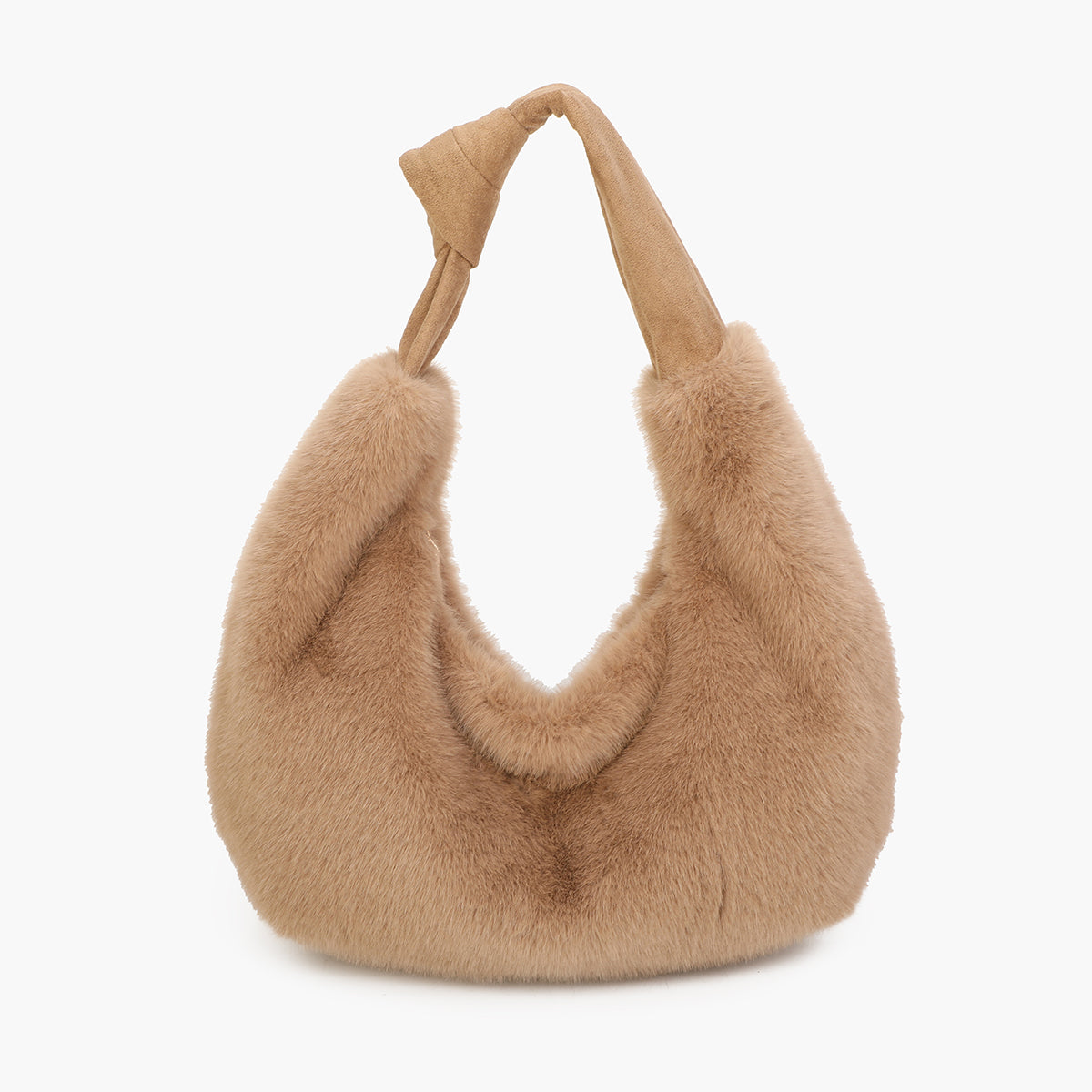 Sac demi-lune porté épaule texturé taupe