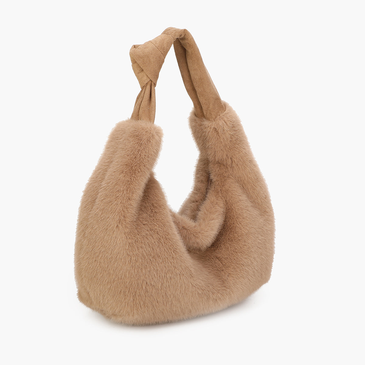 Sac demi-lune porté épaule texturé taupe