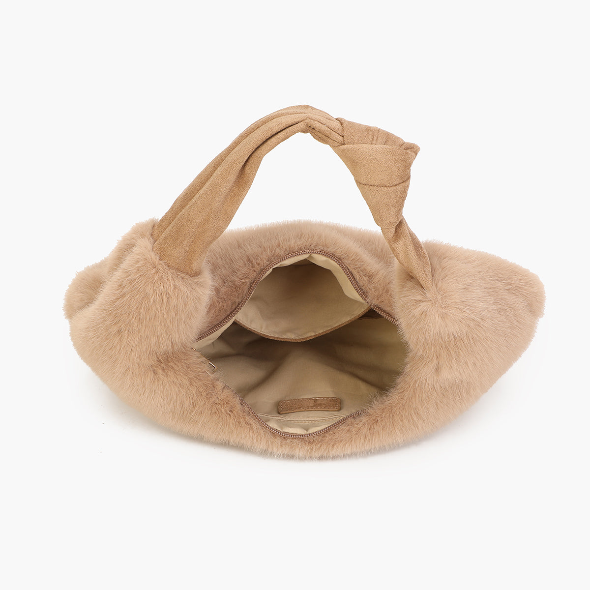 Sac demi-lune porté épaule texturé taupe