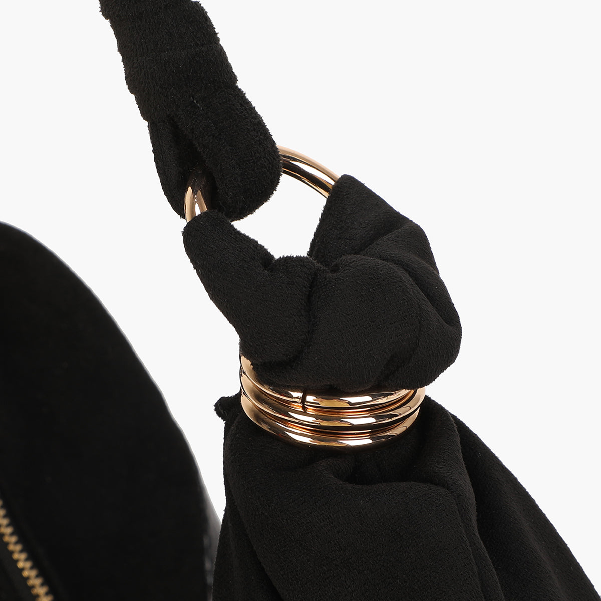 Sac demi-lune bi-matière porté épaule noir