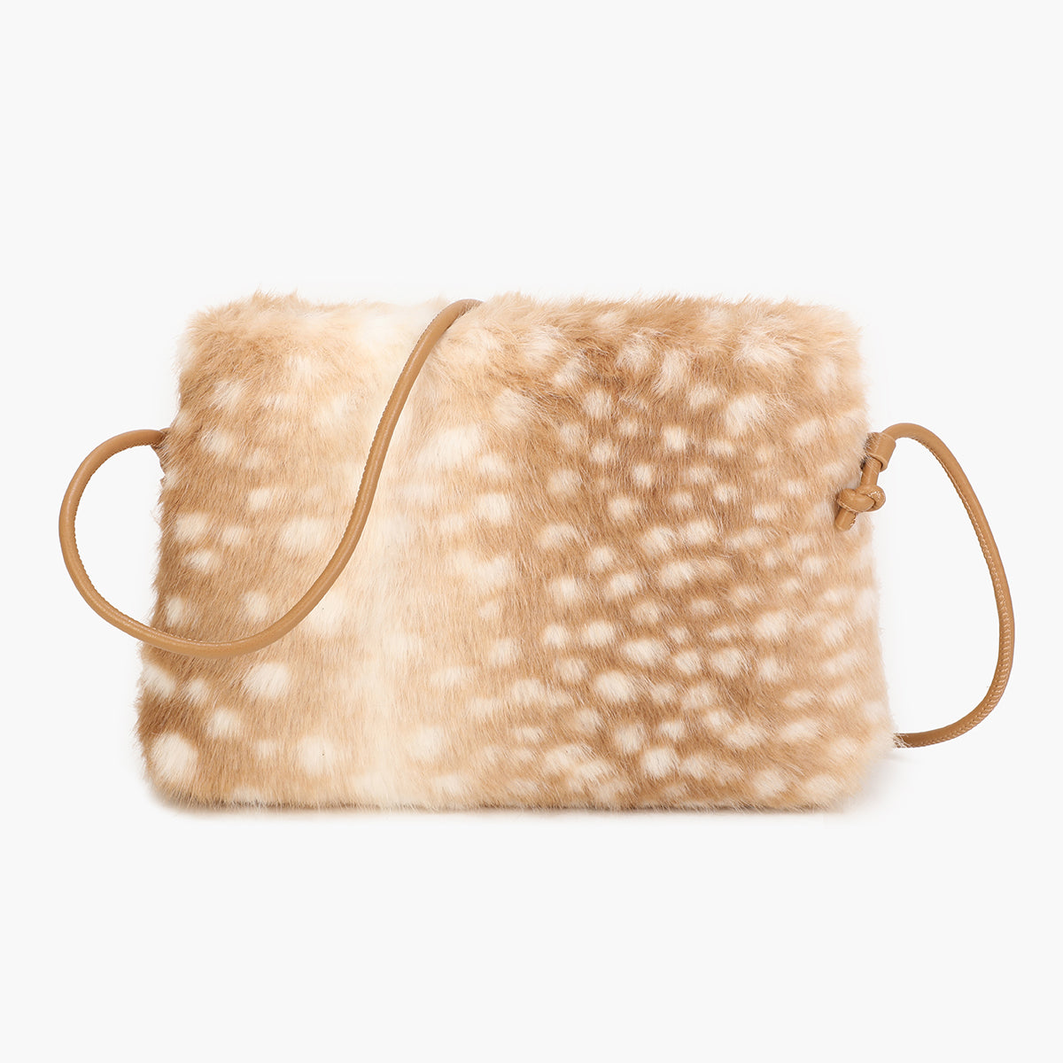 Petit sac à bandoulière texturé motif bambi beige