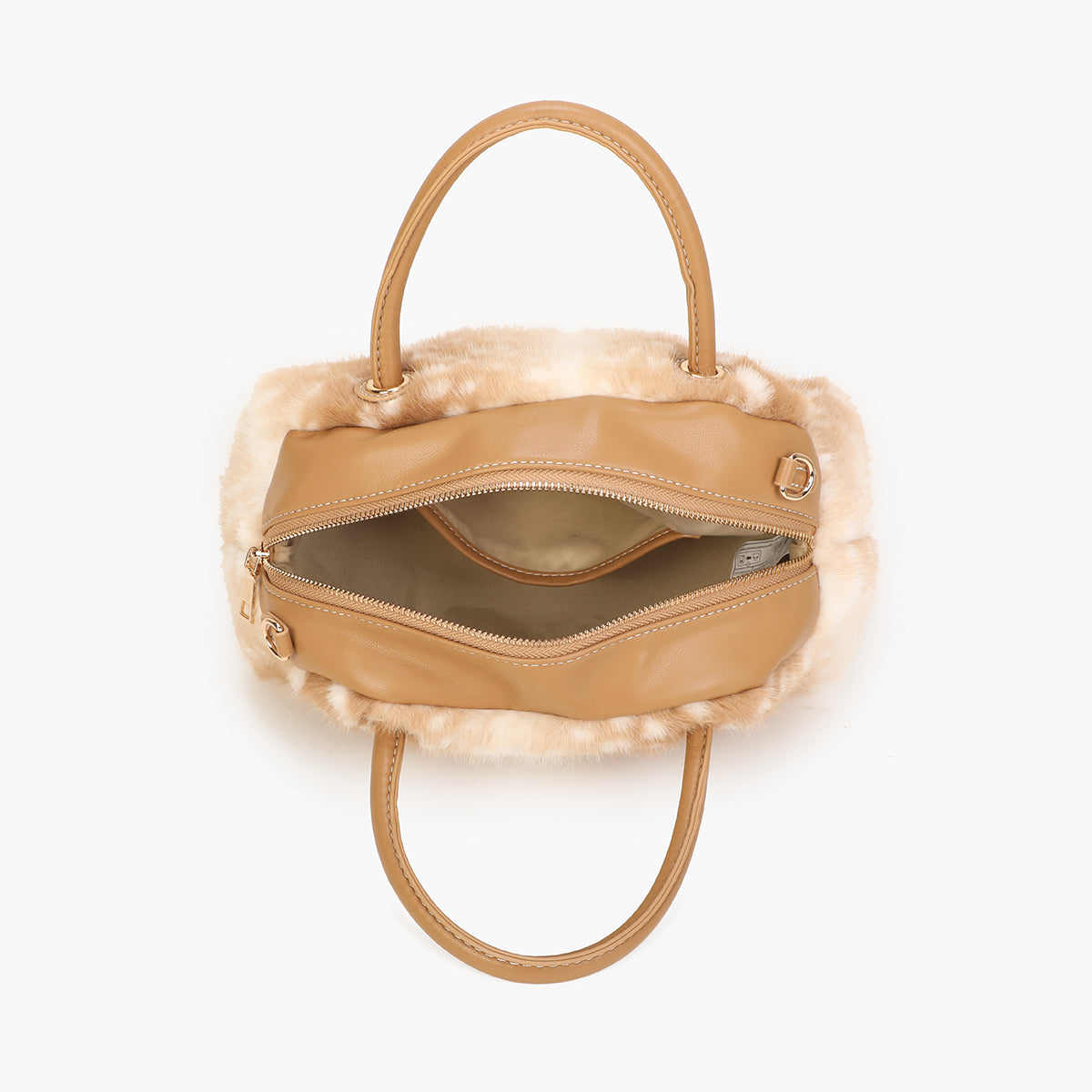 Sac à main texturé motif bambi beige