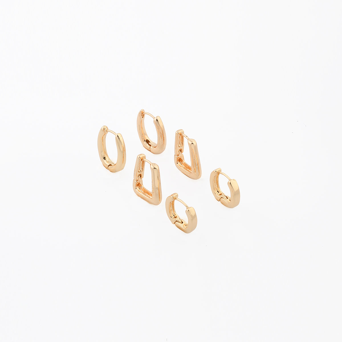 Set x3 petites créoles articulées dorées