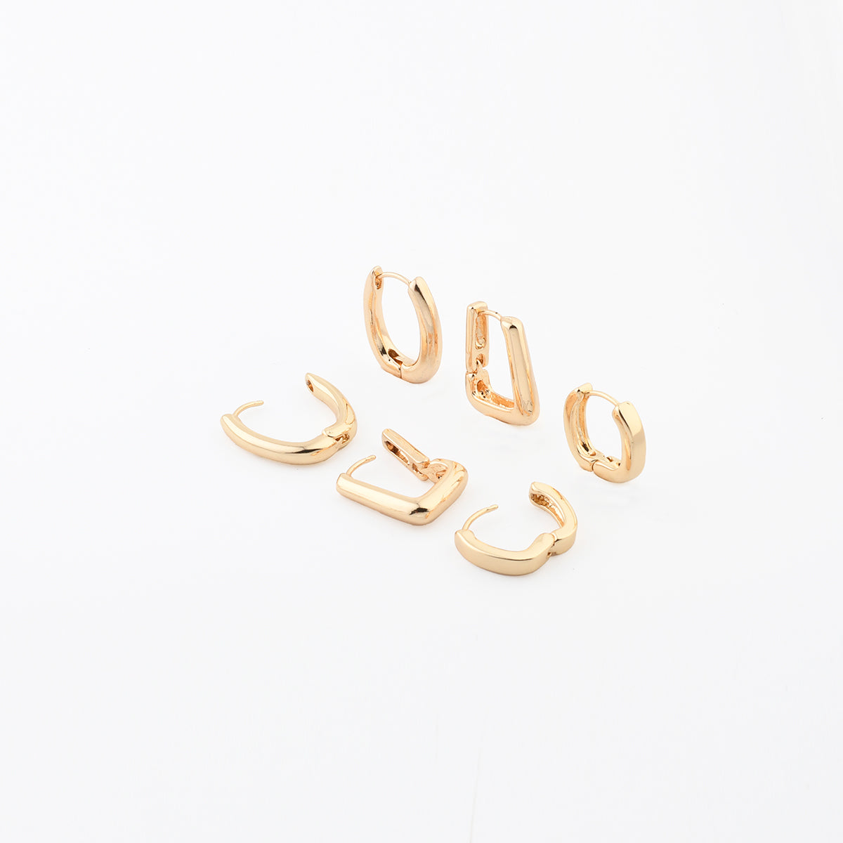 Set x3 petites créoles articulées dorées