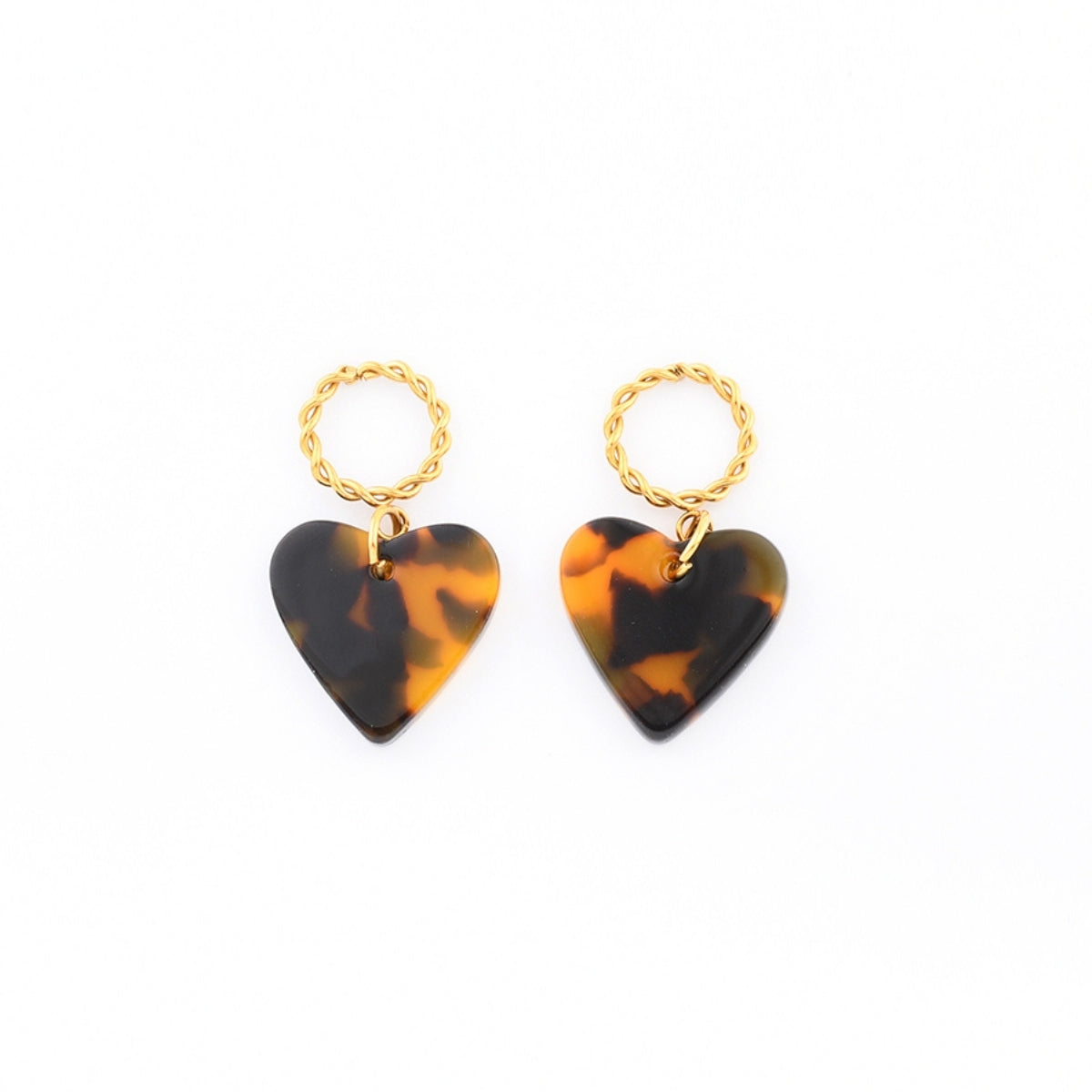 Boucles d'oreilles cœur noir - acier inoxydable