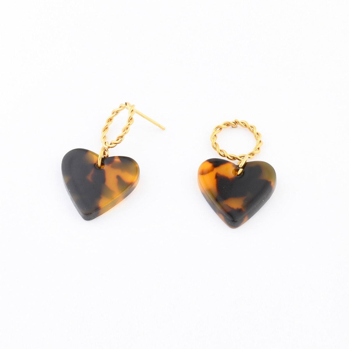 Boucles d'oreilles cœur noir - acier inoxydable