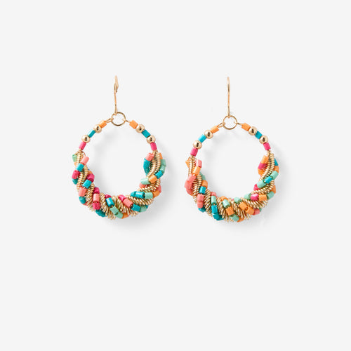 BOUCLES D'OREILLES PENDANTES PERLES MULTICOLORES