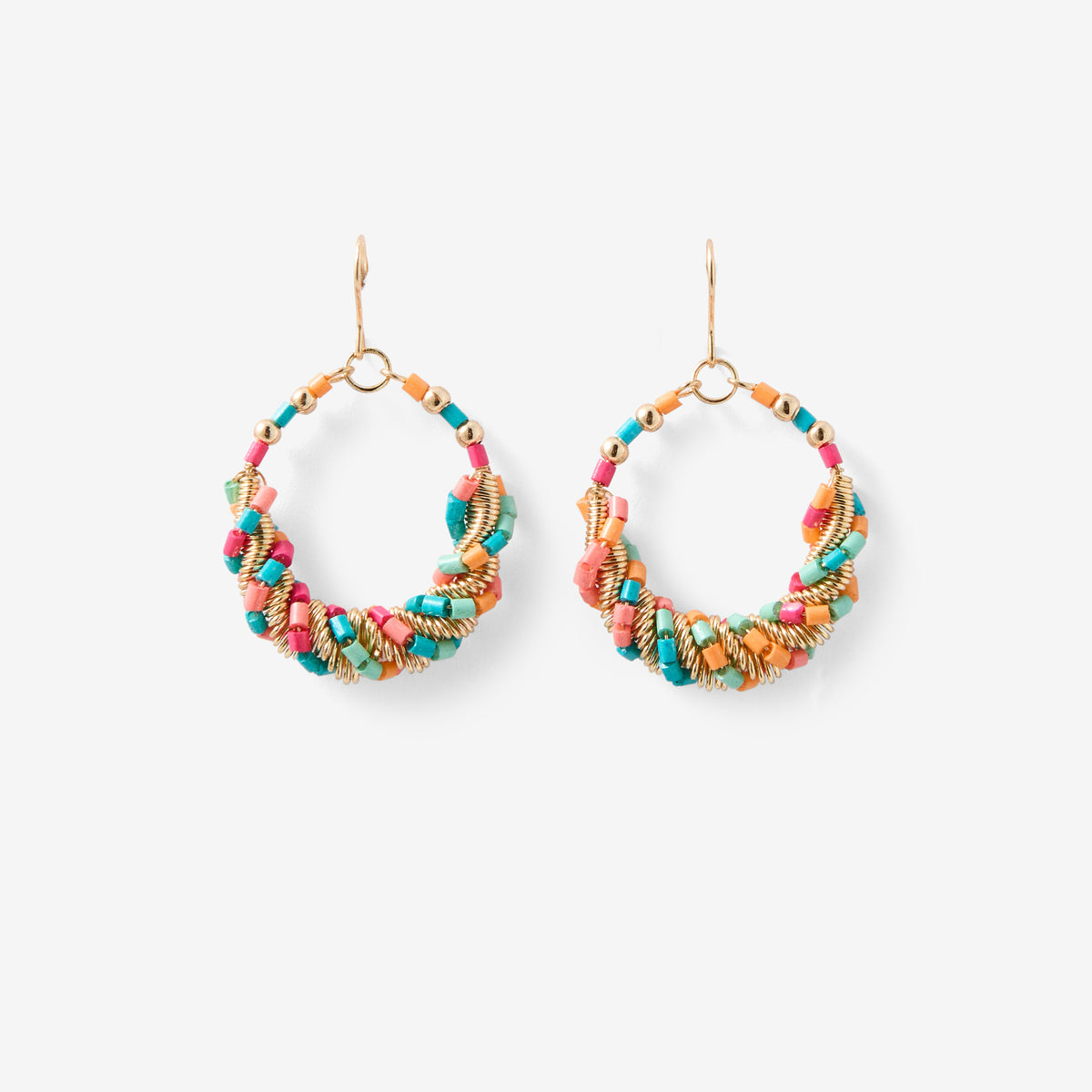 Boucles d'oreilles pendantes perles multicolores