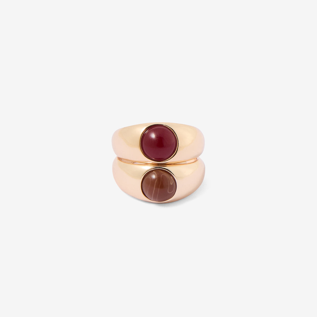 Set x2 bagues bordeaux et marron