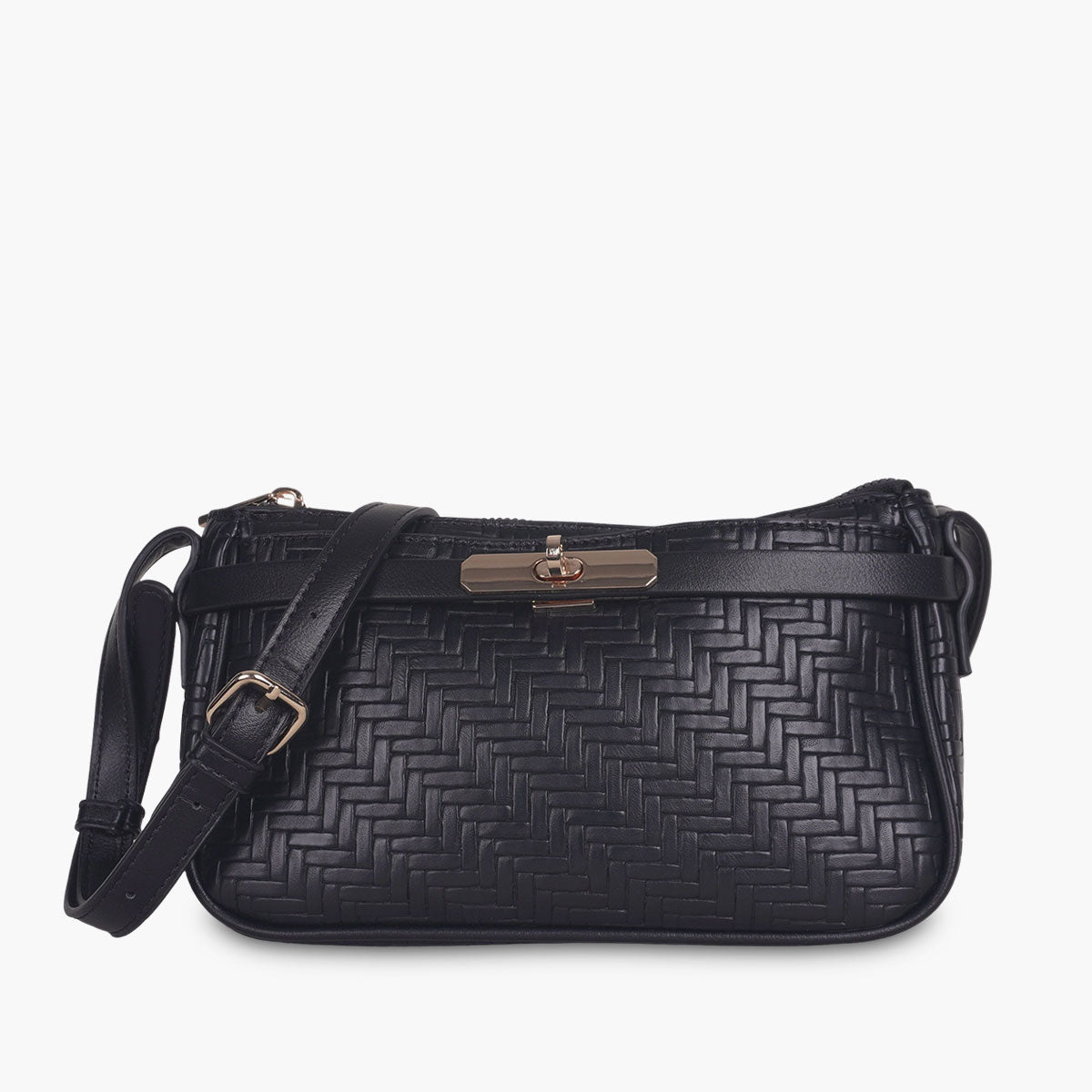 Sac à bandoulière effet tressé noir