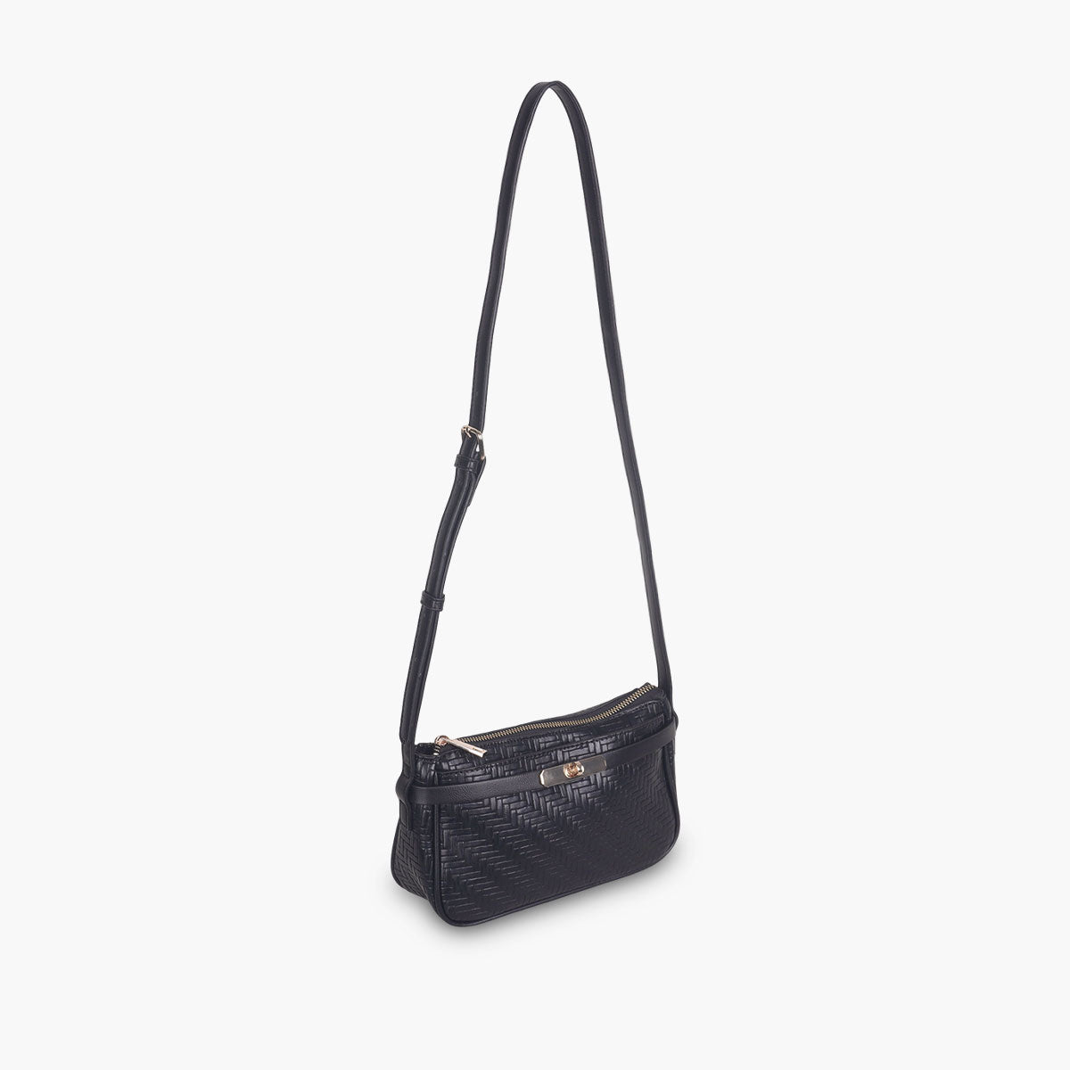 Sac à bandoulière effet tressé noir