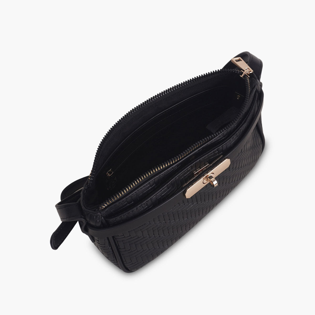 Sac à bandoulière effet tressé noir
