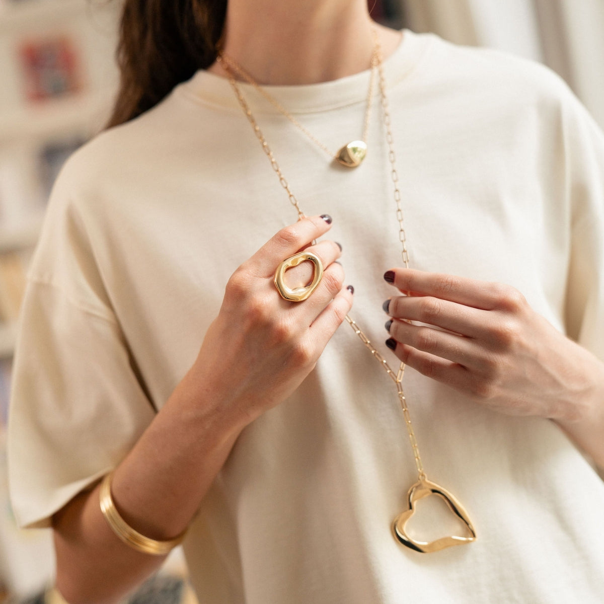 Collier Y cœur irrégulier - Collection Recyclée