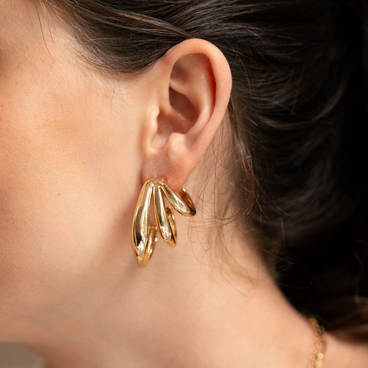 Boucles d'oreilles 3 rangs irréguliers - Collection Recyclée