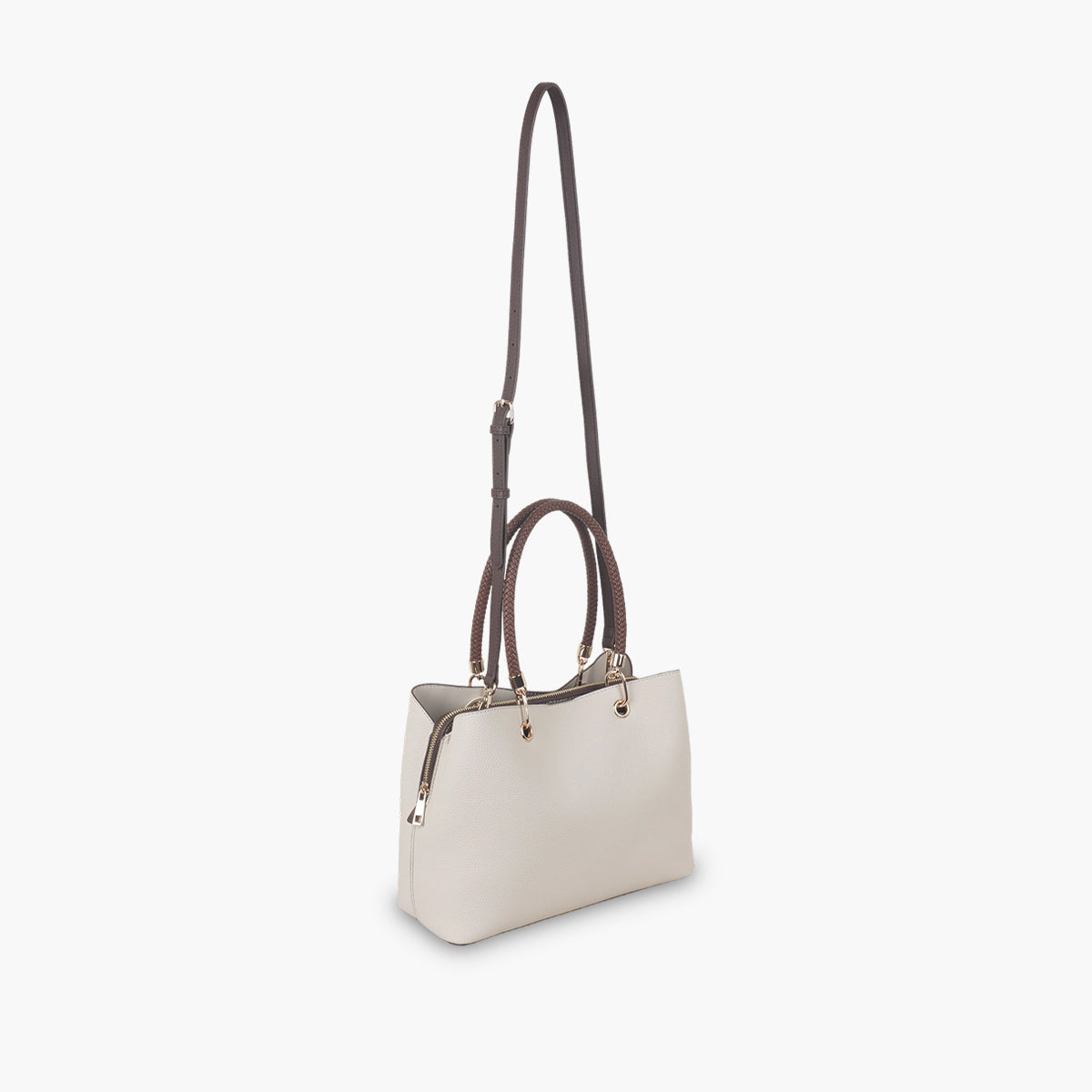 Sac effet grainé blanc anses tressées