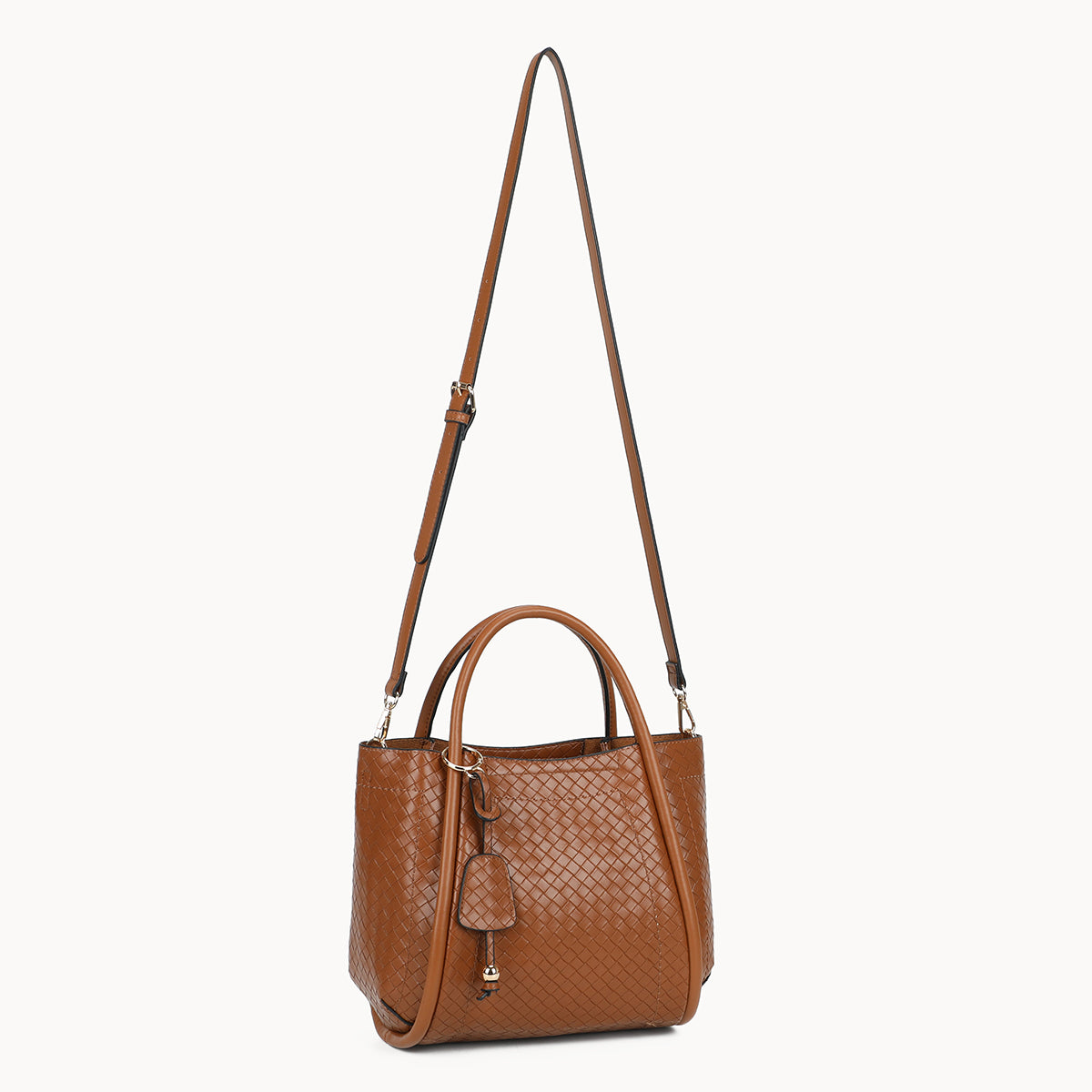 Sac à main camel effet tressé